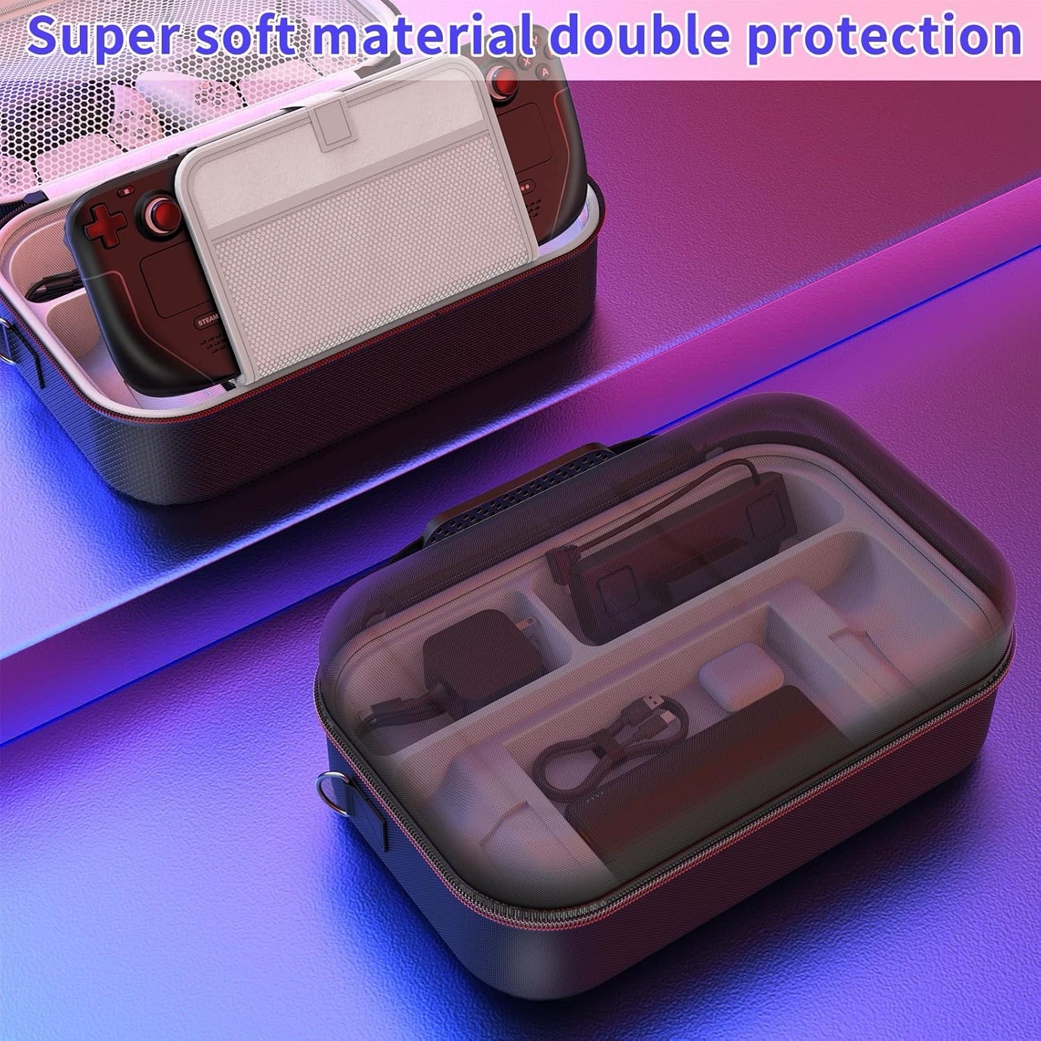 Mooroer Steam Deck Carrying Case 2024 Large Storage Travel Case Black