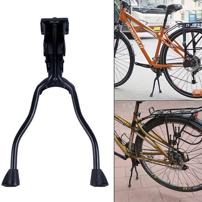 Bicycle Double Leg Side Stand Kick Kickstand Bike Support Spring Center Black