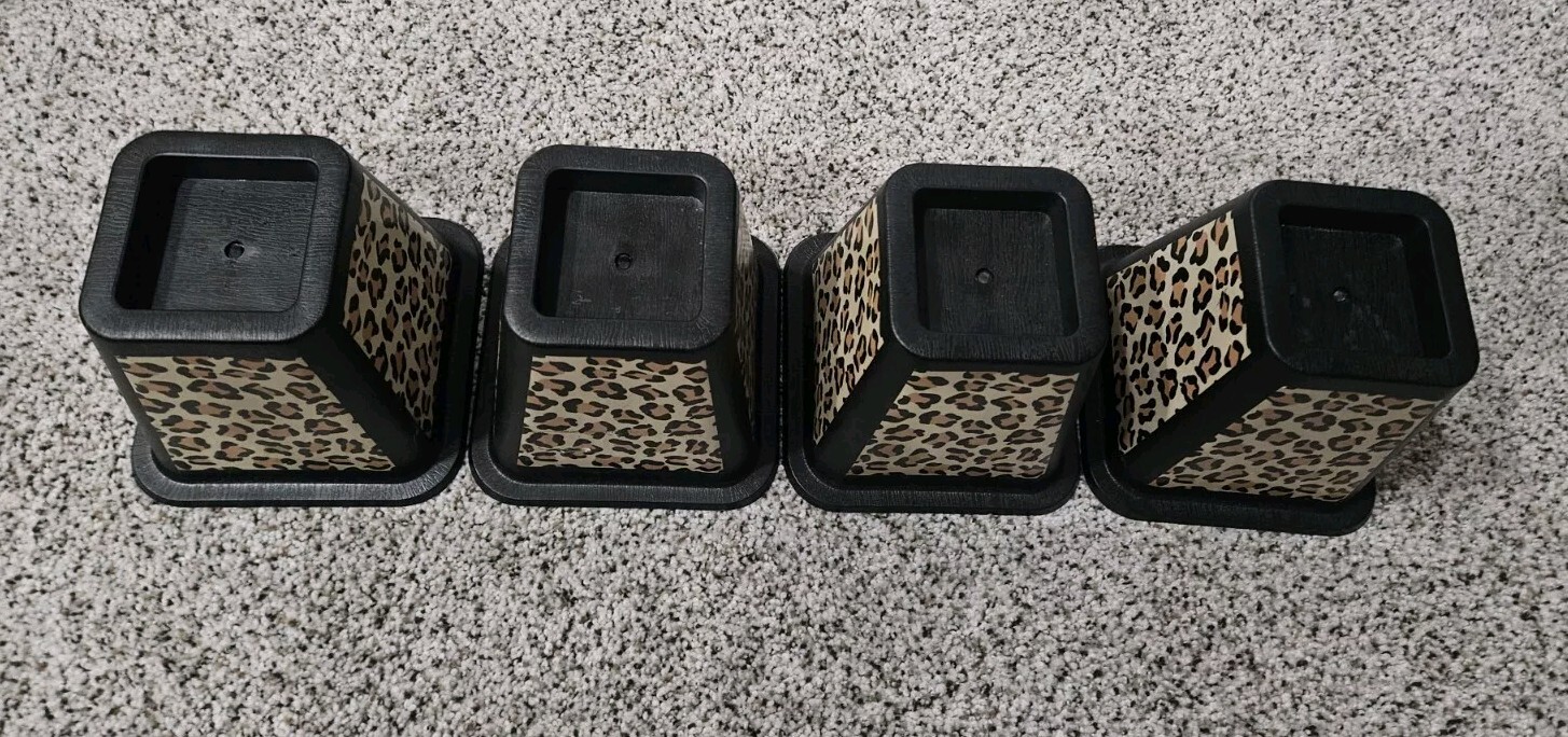 Bed Risers LEOPARD Storage Organization Durable LEOPARD 4-Pack 6 Inch Bed Risers