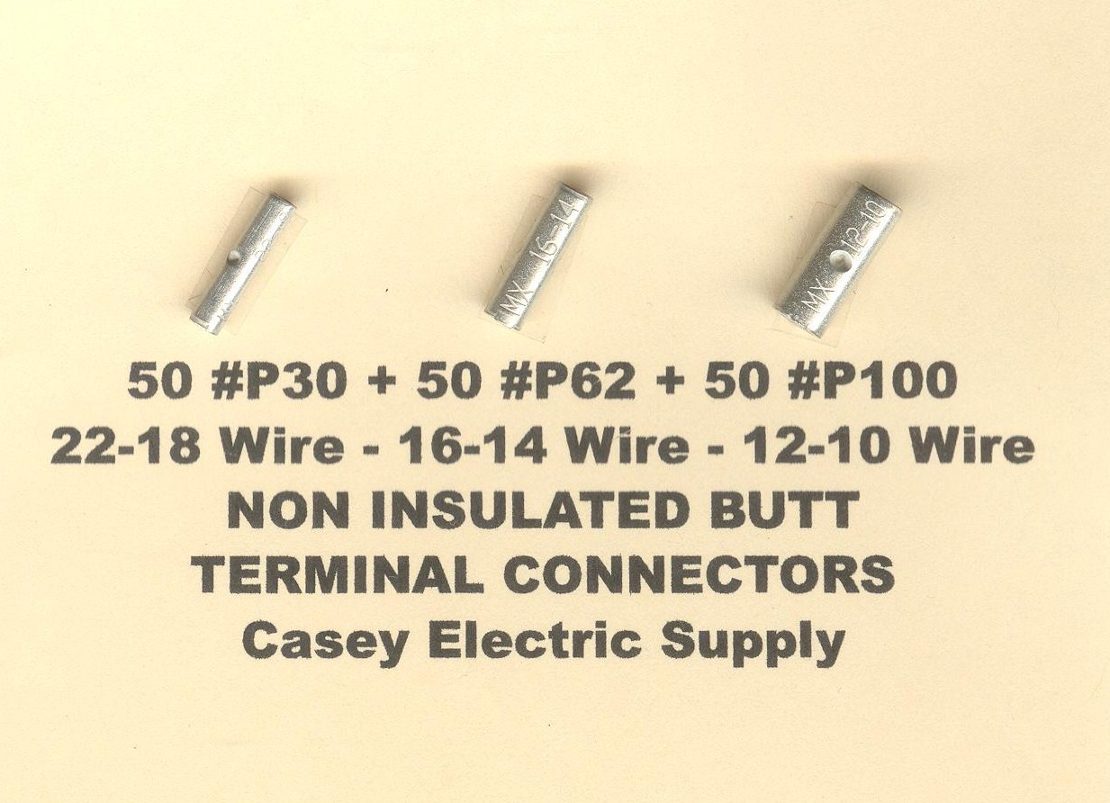 150 Non Insulated BUTT Connector Uninsulated #22-18,16-14 & 12-10 Wire AWG USA