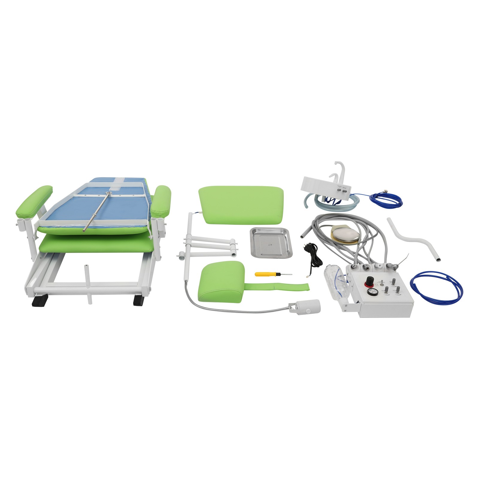 Dental Chair with Air Compressor and Cuspidor Portable Folding Treatment Unit