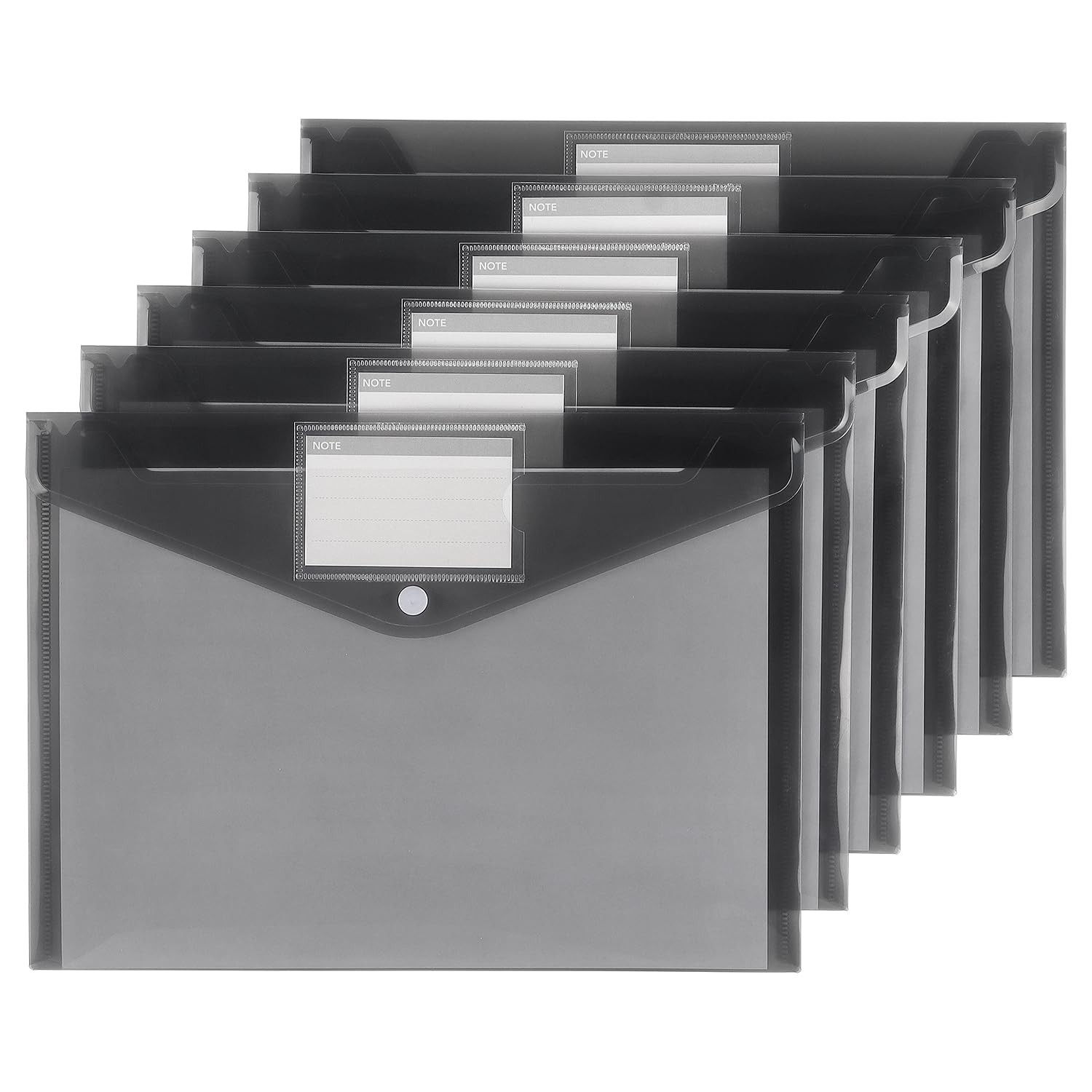 Tamaki 6 Pack Plastic Envelopes Poly Envelopes, Clear Document 6 Pack-black