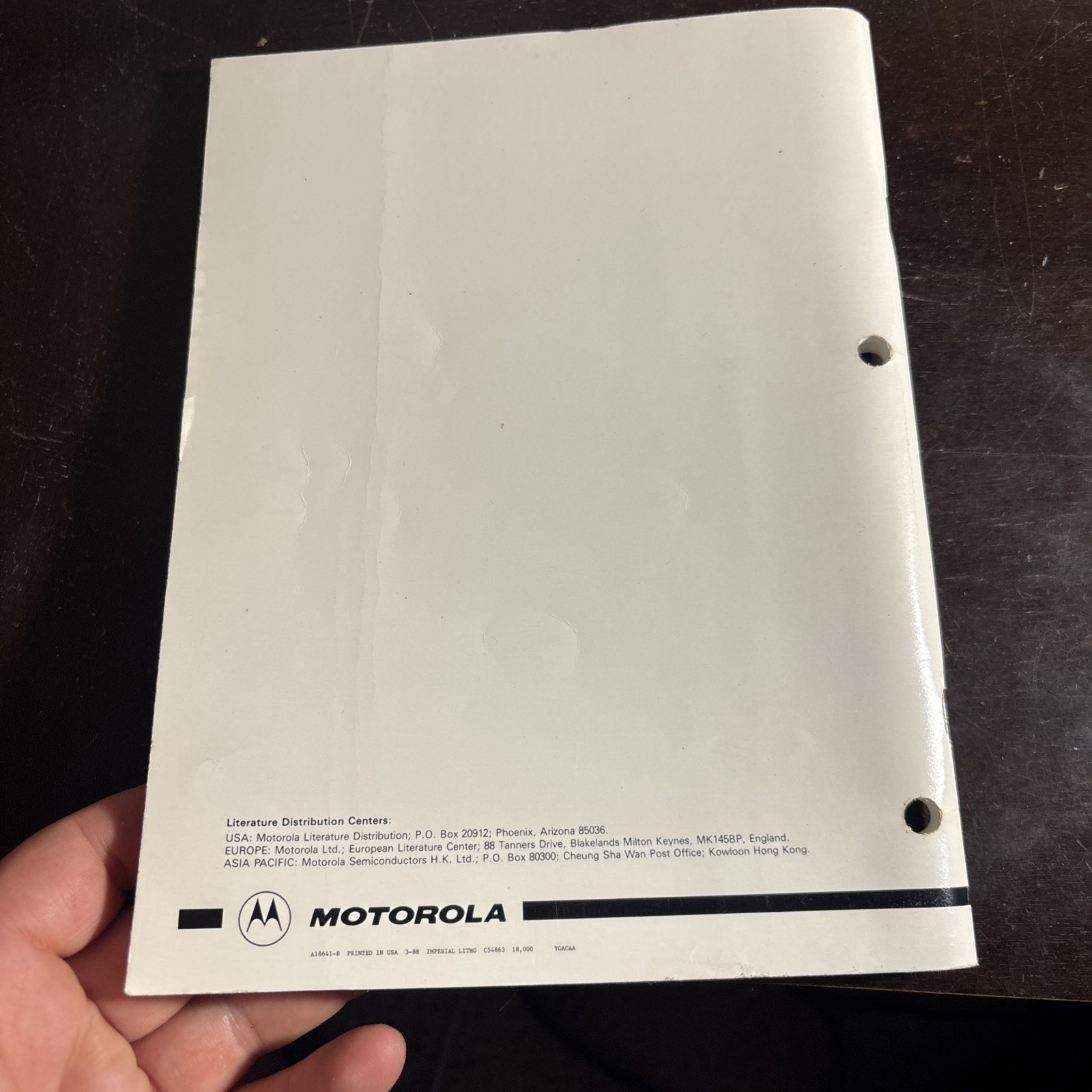 Motorola HCMOS Single Chip Microcontroller Advance Information 1988