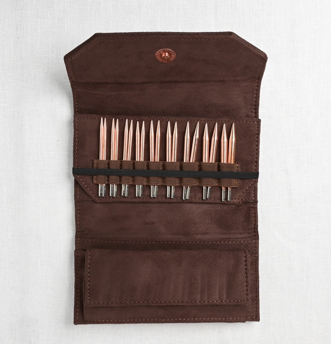 Lykke Cypra Copper 3.5" Interchangeable Circular Needle Set, Brown Suede Case