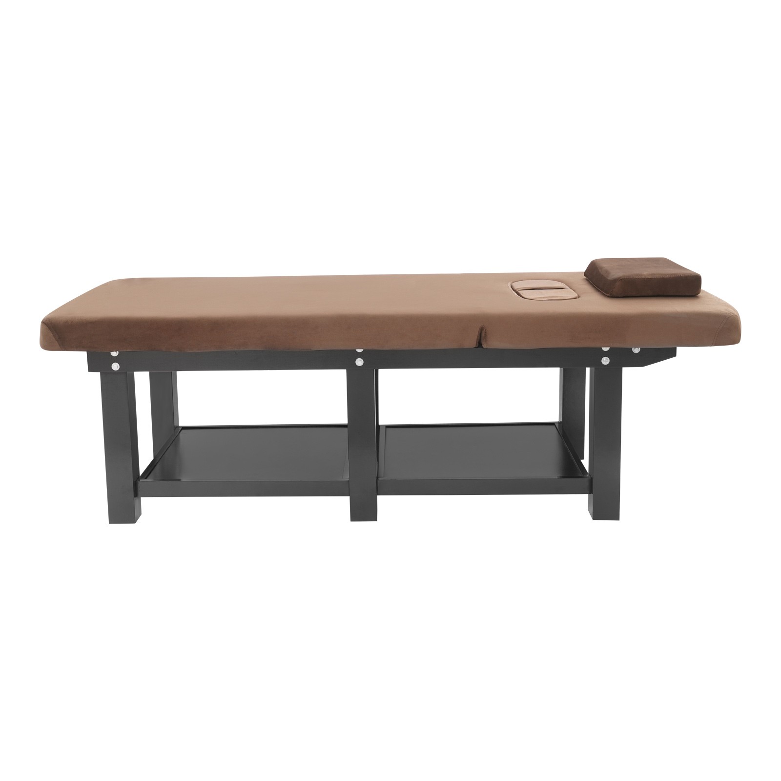 Massage Table 190cm Solid Wood with Velvet Cloth and Storage Rack