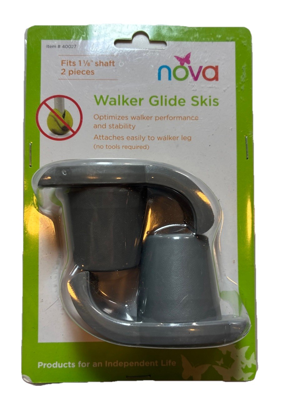 New Nova Walker Glide Skis 1 1/8" Shaft 40027GR Gray