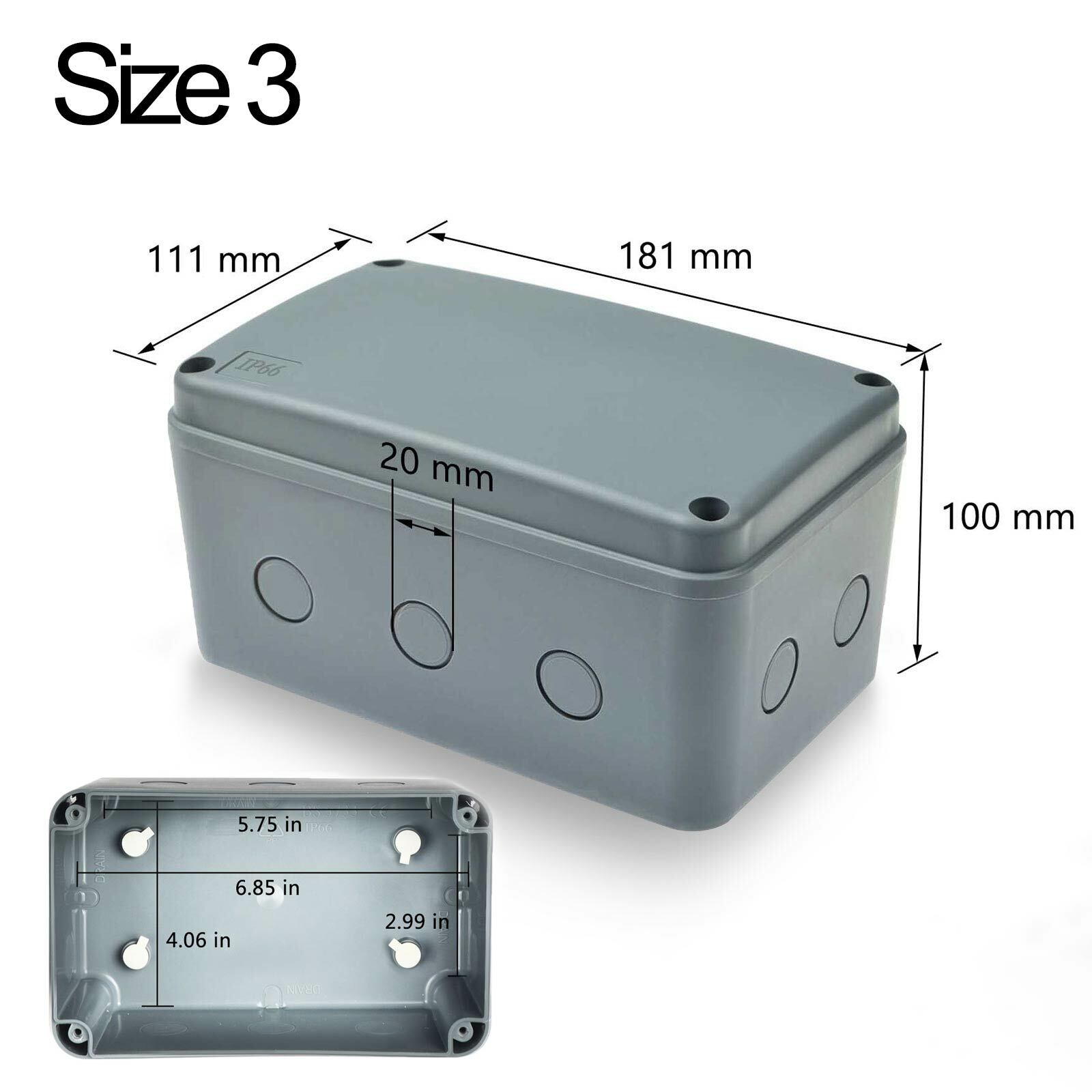 Electrical Junction Box Waterproof ABS Plastic Outdoor Project Enclosure Case US