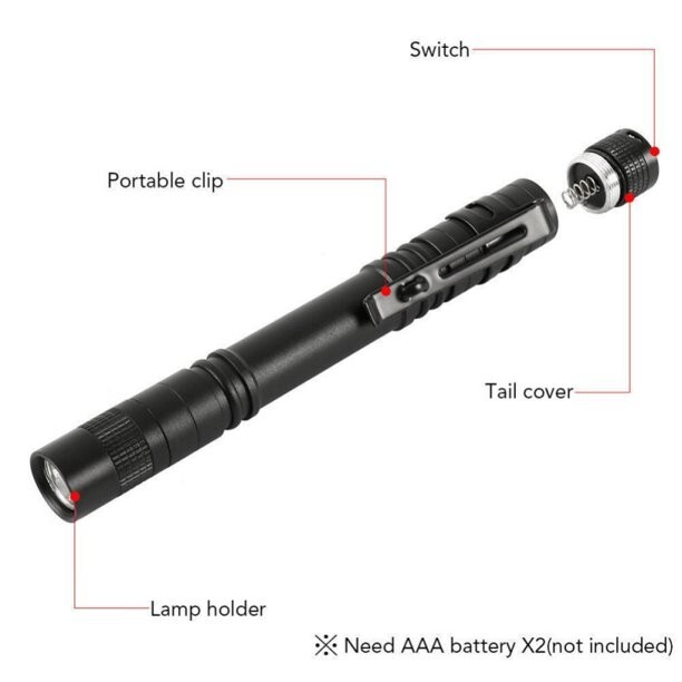 2 Pack Tactical Red LED Flashlight Red Torch Best Mini Red Clip Handheld Light