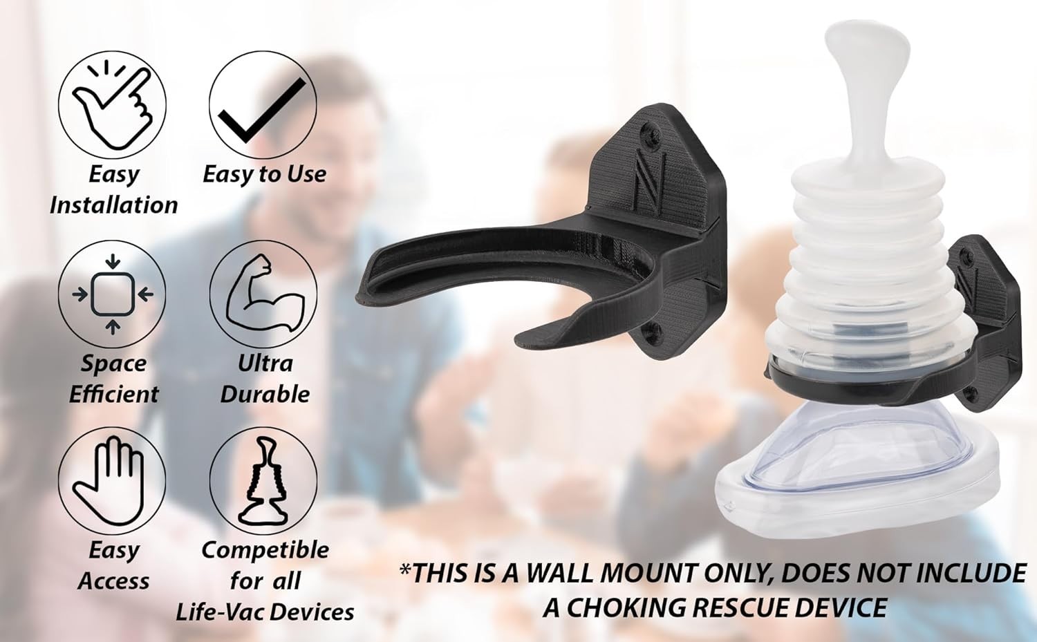 Compact Wall Mount Holder for LifeVac and Rescue Device Kits - Easy Access