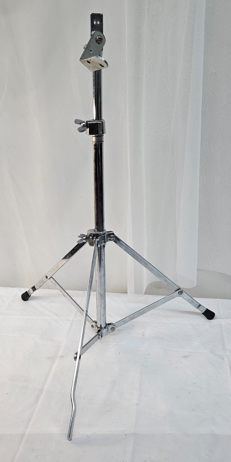 Chrome Plated Tripod Drum Stand Adjustable Height MISSING 1 Rubber Foot
