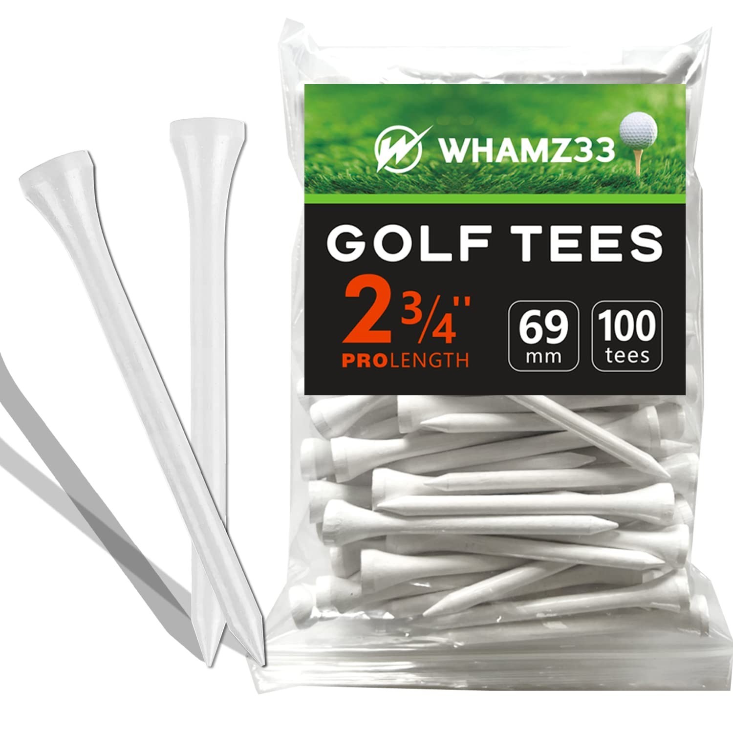 Professional Wooden Golf Tees 2 3/4 inch Tee Pack of 100 Golf Tee White