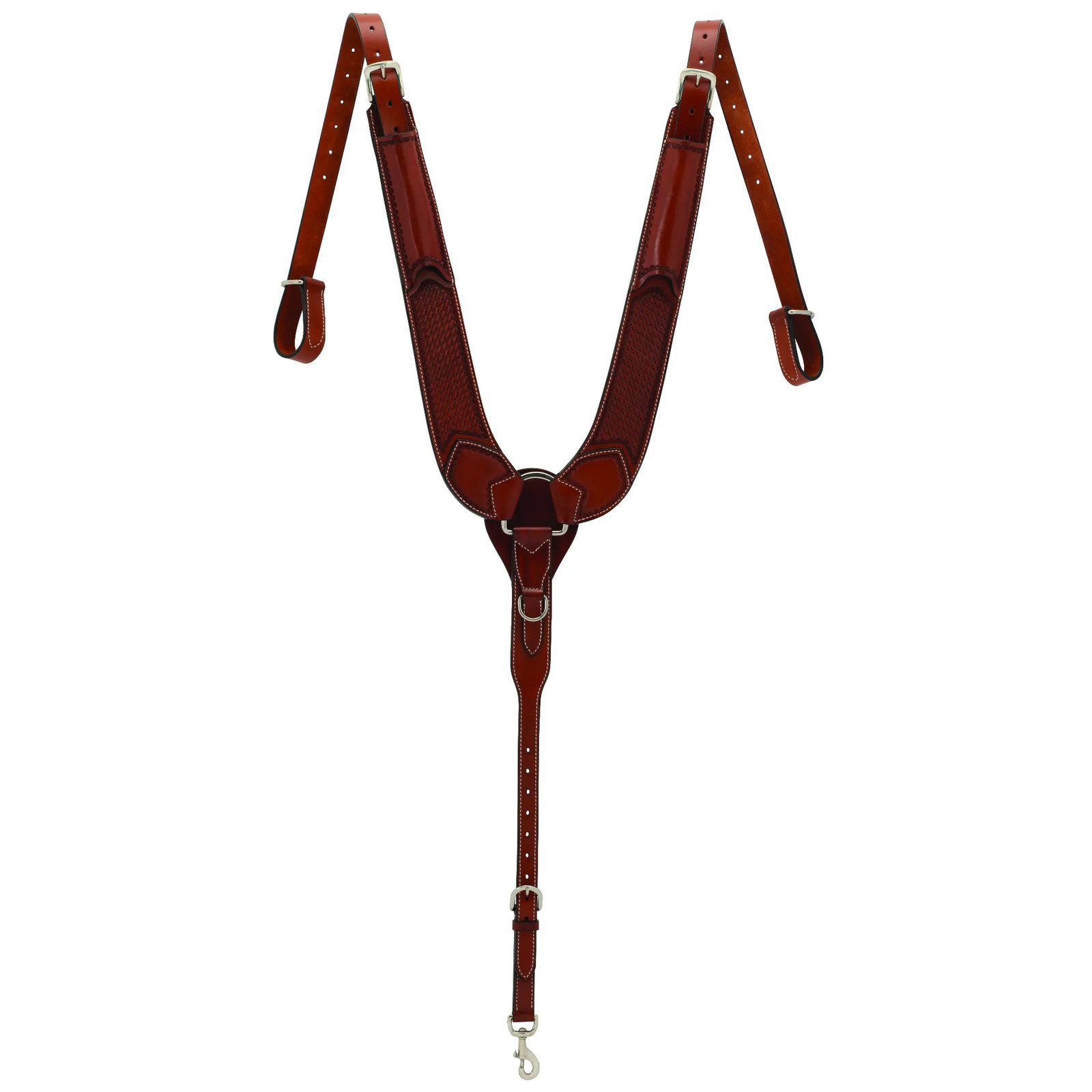 Weaver Leather Basketweave Tooled Pulling Breast Collar - Chestnut Leather -