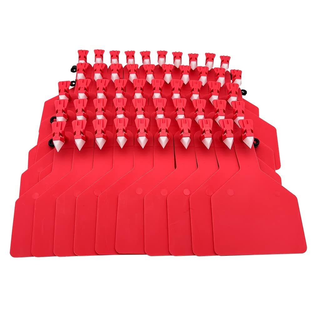 50PCS Red TPU Cattle Ear Tags One-Piece Blank Animal ID Tags for Livestock Use