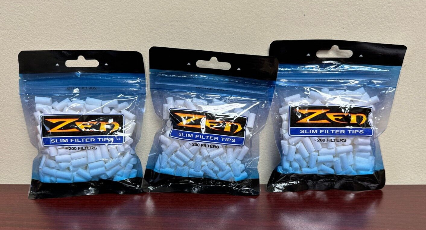 ZEN Slim 200ct Filter Tips -3 PACKS -600 Total
