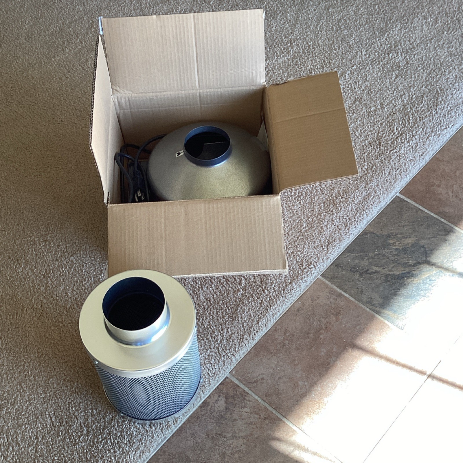 Hydroponics Activated Carbon Filter & Inline Ipower  F4 Fan Air Purifier  Set