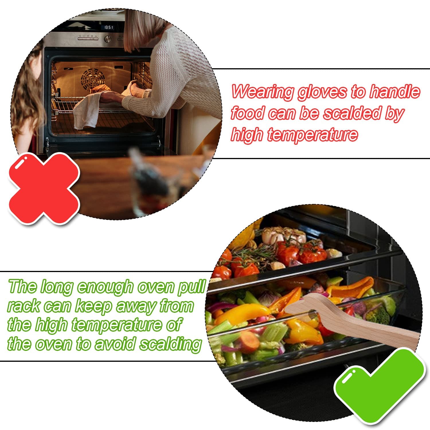 Wooden Oven Rack Puller Tool Air Fryer Toaster Oven Push Pull Handle