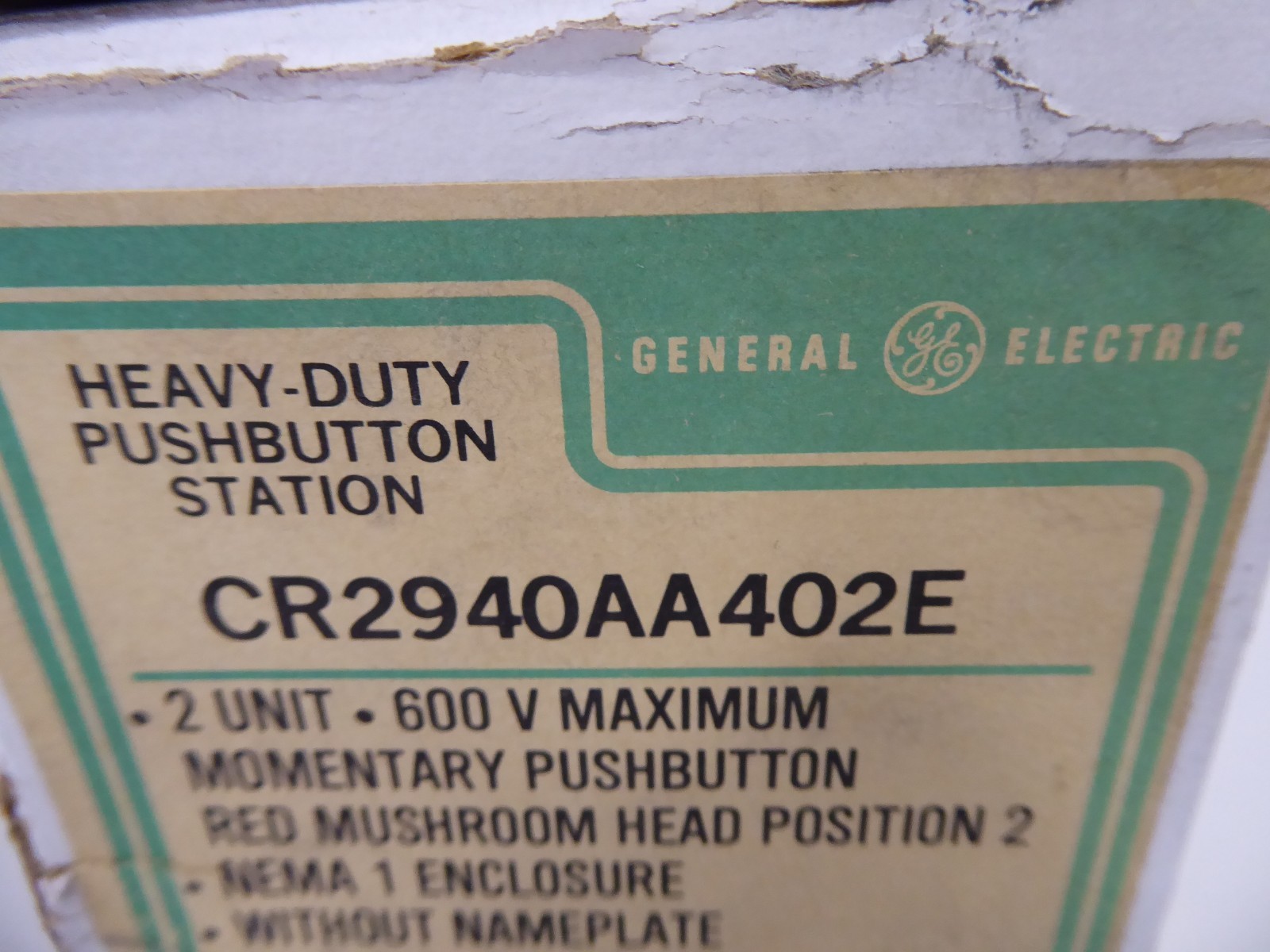 GE CR2940AA402E Push Button Station 600V max Dual Unit 2 Position