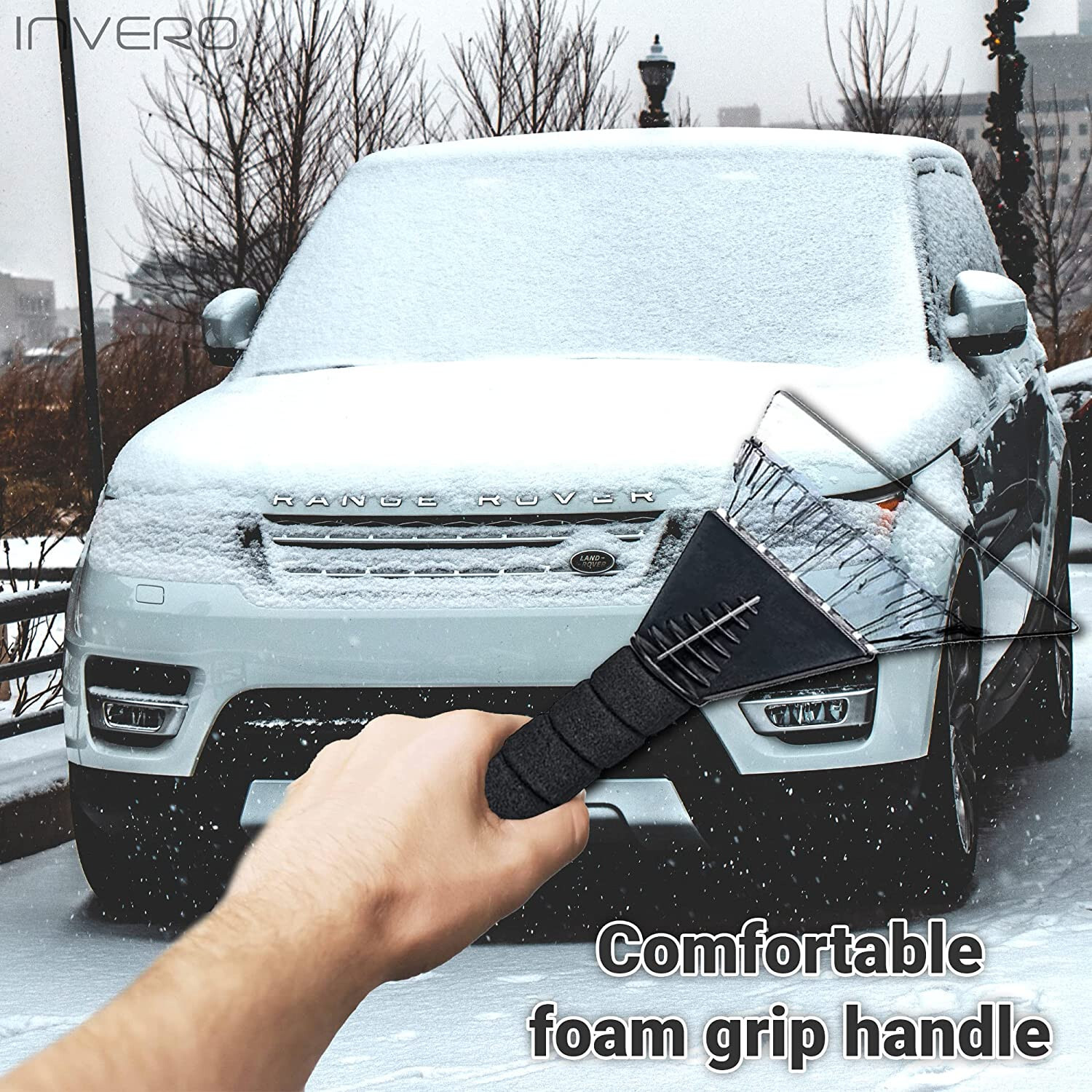 Car Ice Scraper Frost Free Windshield De-Icer Remove Hard Ice Snow Soft Grip x2