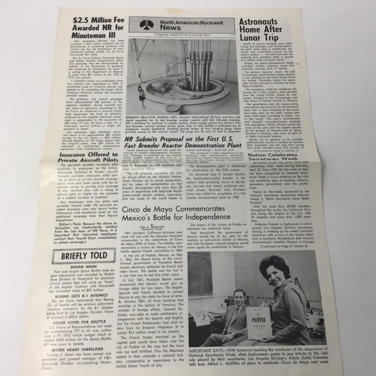 1972,  April 28, NORTH AMERICAN ROCKWELL NEWS volume 32, Number 9