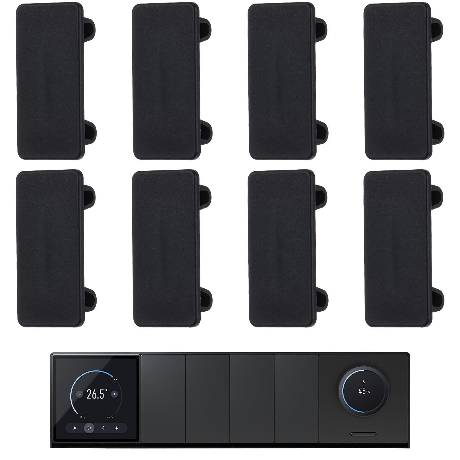 8pcs Rocker Switch Cover Black Blank Snap-in Hole Plug Cover...