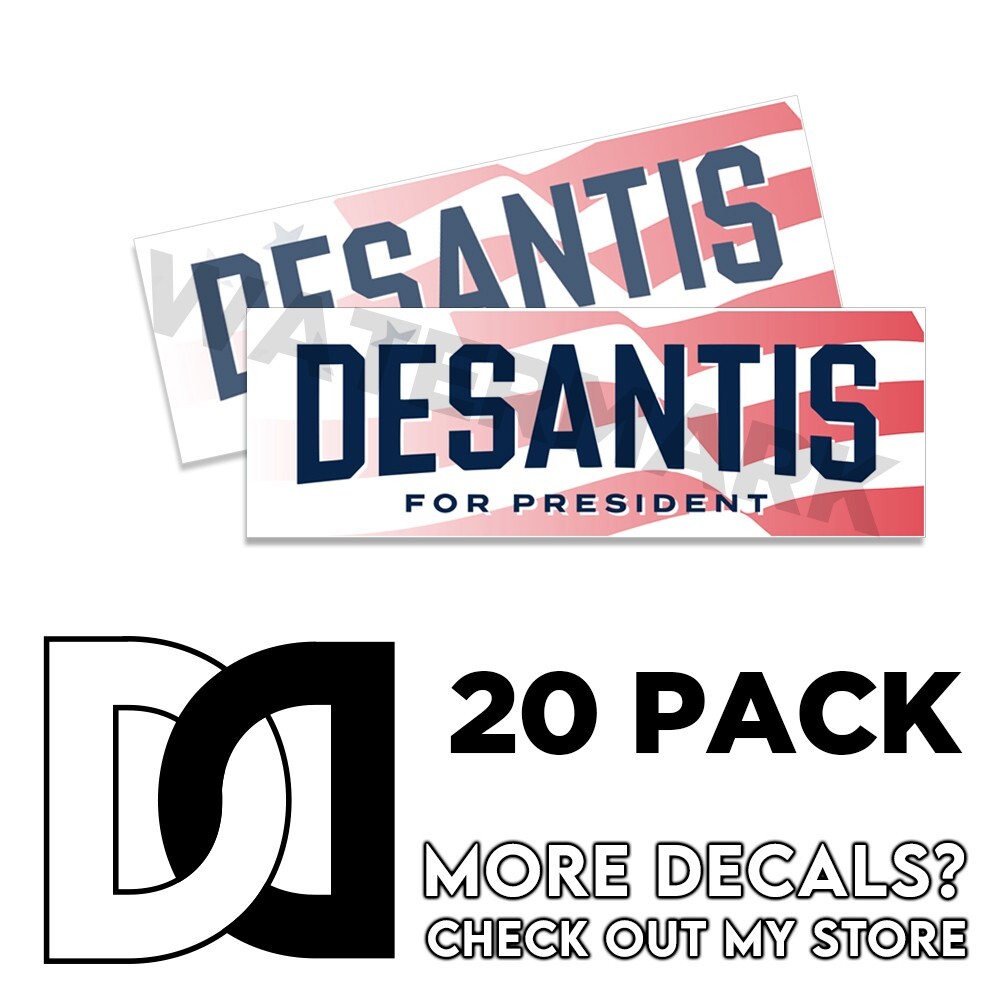 DeSantis For President 2024 9x3 Stickers Decals USA Red on White 9x3 20 Pack
