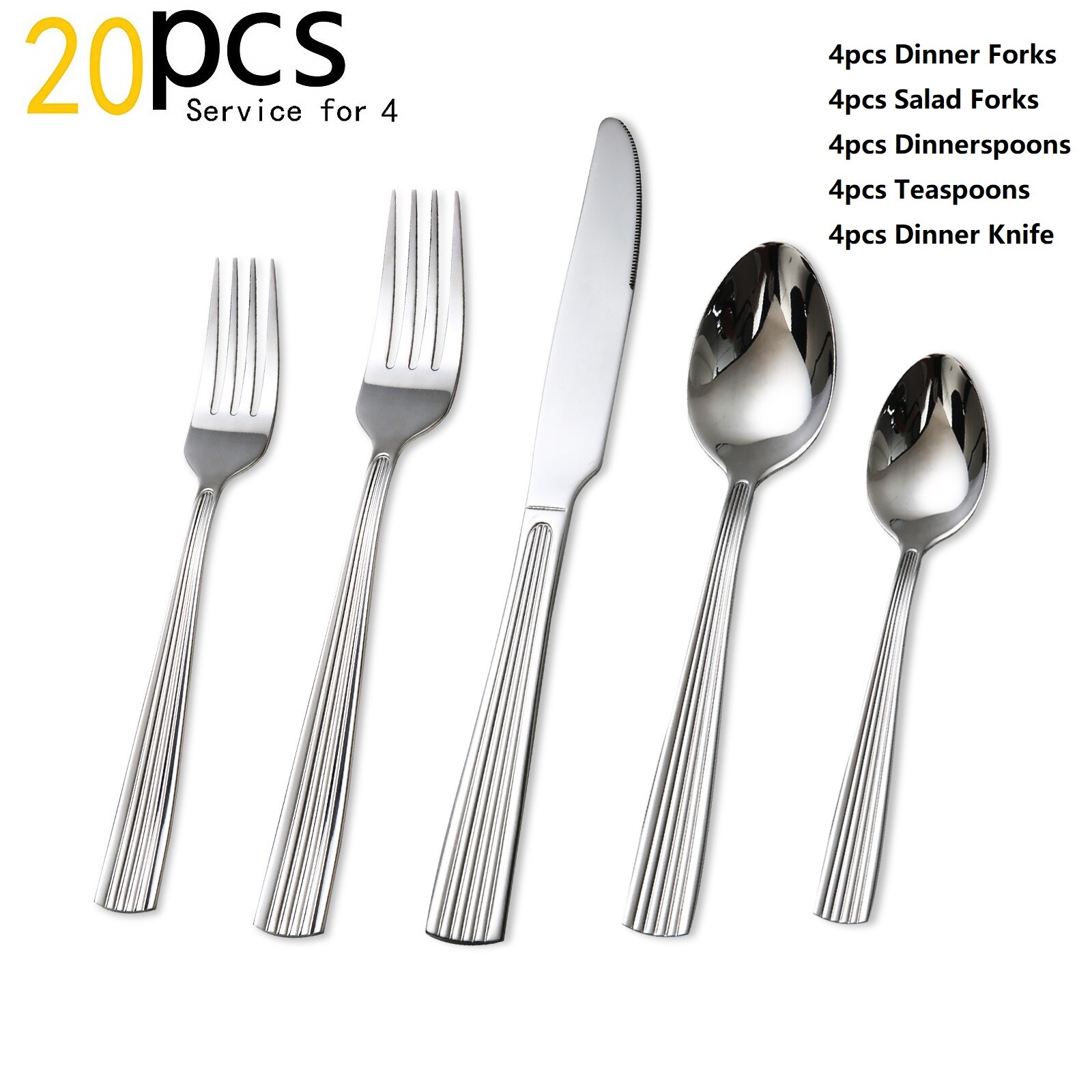 20/40pc Silverware Set Premium Stainless Steel Flatware Cutlery Kitchen Utensil