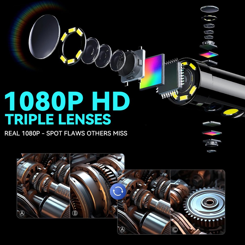 10FT🔥 Endoscope 2-Way 360° Inspection Camera Articulating Borescope Semi Rigid