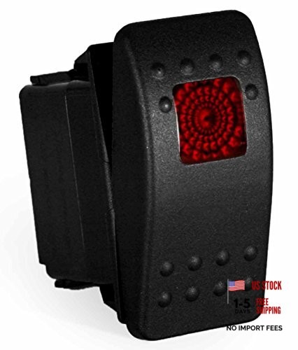 Carling Rocker Switch - Illuminated Red - V1D1, SPST, 3 terminals, Sealed,