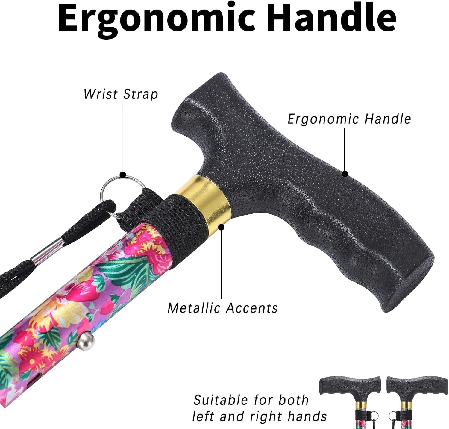 Adjustable Lightweight Pink Walking Cane with Anti-Slip Tip
