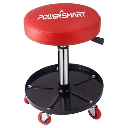 360° Rolling Mechanic Stool with Tool Tray, Adjustable 18-23 Inches, 330 lbs
