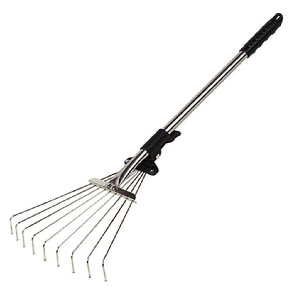 Small Garden Rake Quick Sweep Adjustable Aluminum Alloy Multi Toothed Comfortabl
