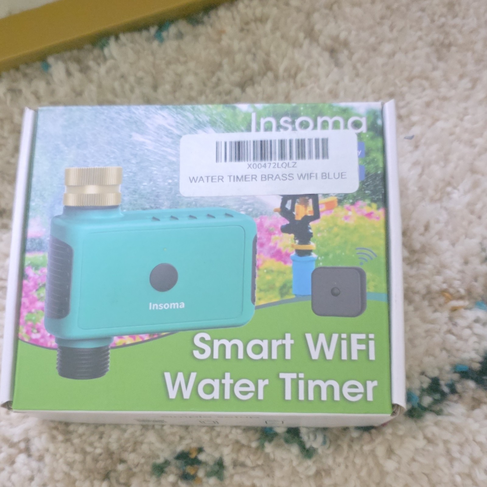 Insoma Smart WiFi Tap/Hose Water Timer w/ Smart Sensor, Blue Brass/Plastic