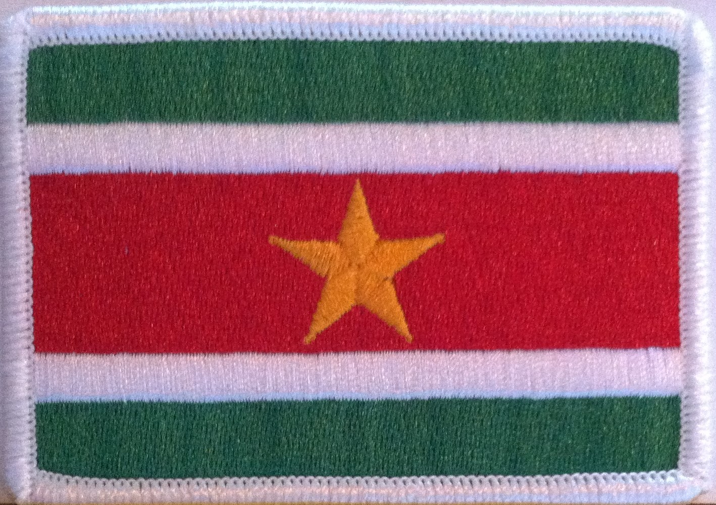 SURINAME Flag Military Patch With Hook & Loop Fastener White Border #4