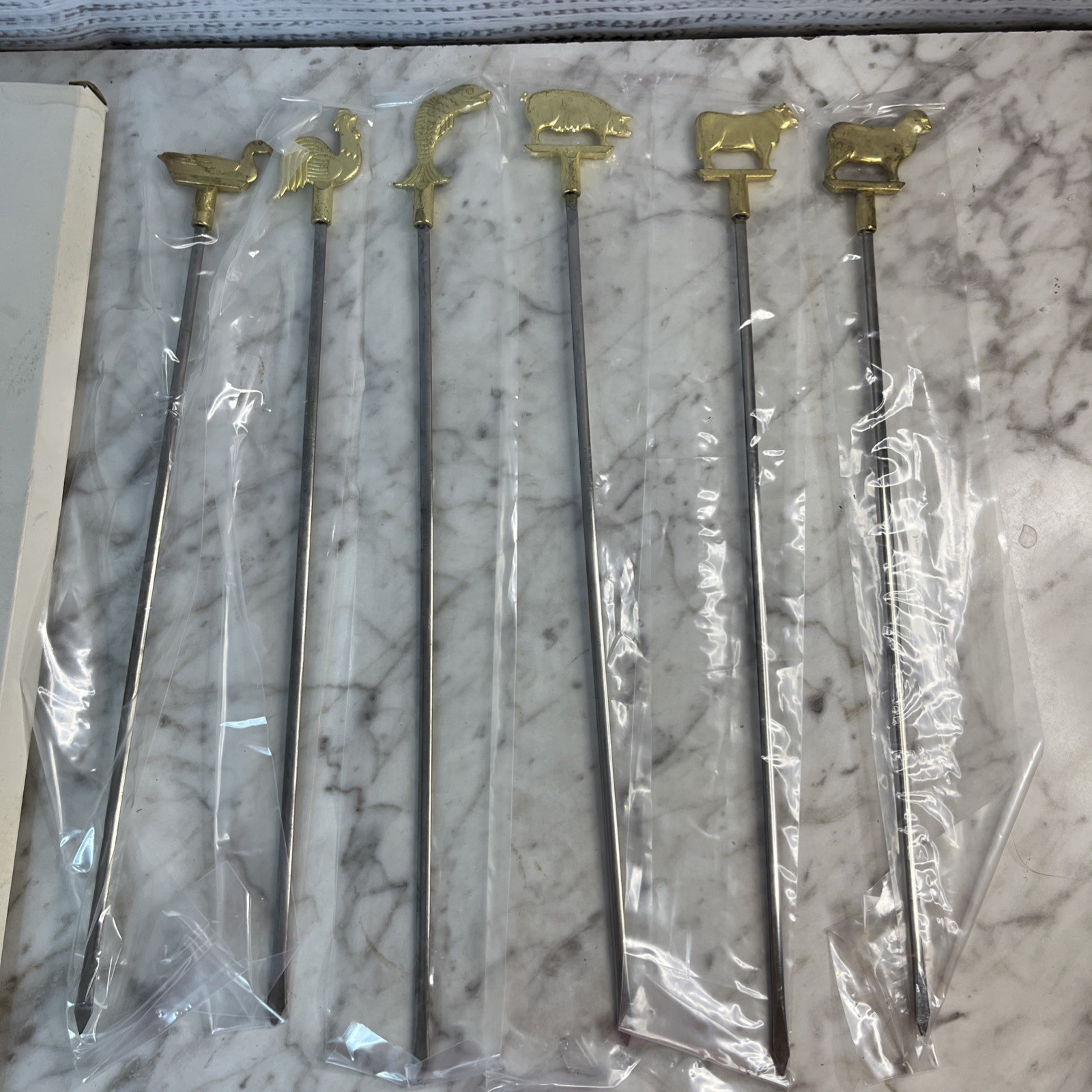 Animal Themed Kabob Skewers BBQ Set 6 Piece Taiwan Vintage