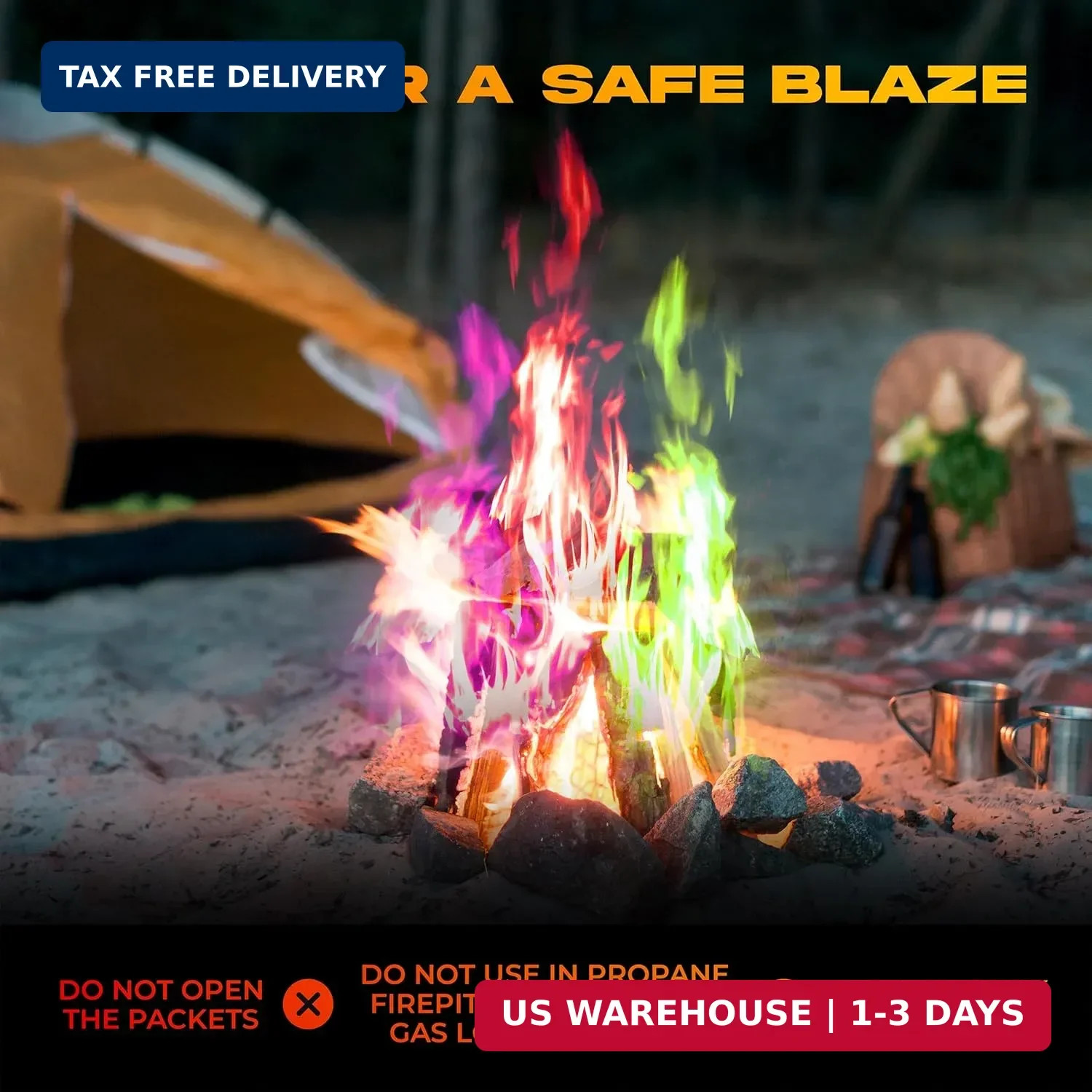 Magic Campfire Fire Color Changing Packets for Fire Pit (50 Pack) Outdoor Firepl