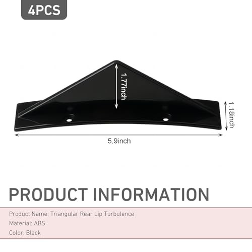 Universal Car Bumper Lip Spoiler Kit, Anti-scratch Triangular-shape 4 PCS Black