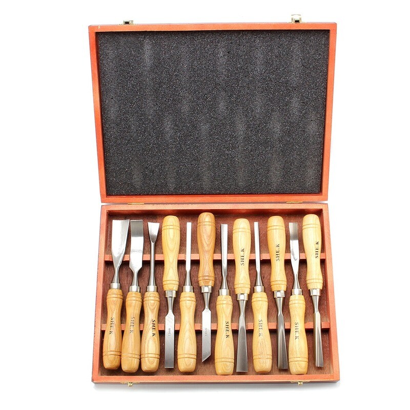 12 Pcs Wood Carving Hand Chisel Tool Set Woodworking Professional Gouges NEW