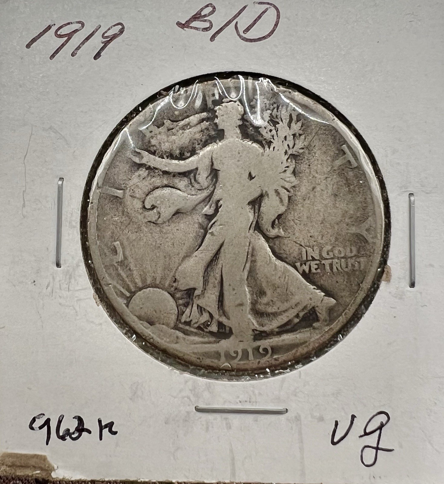 1919 50C Walking Liberty Half Dollar 90% Silver Low Mintage Philadelphia