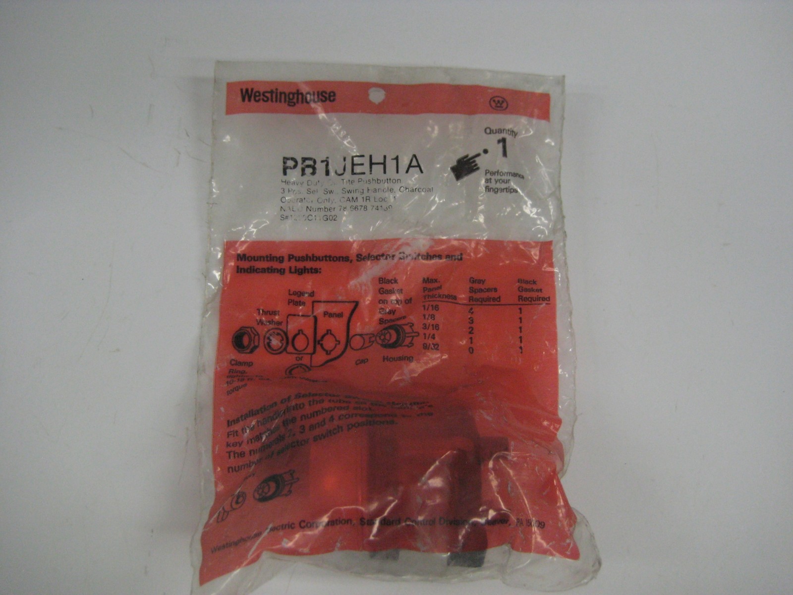 WESTINGHOUSE PB1JEH1A SELECTOR SWITCH NSMP