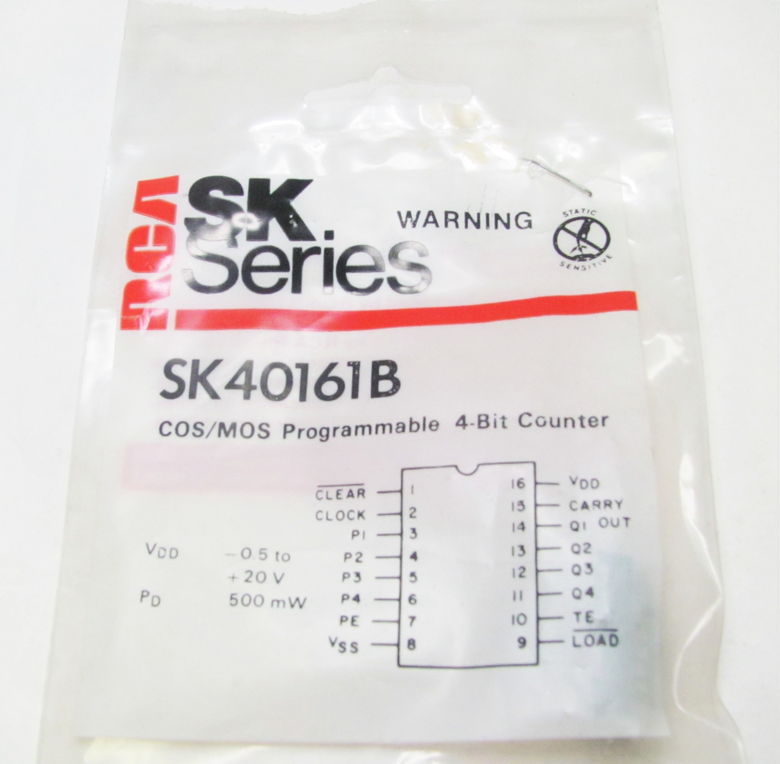 RCA SK40161B - Synchronous Programmable 4-Bit Counters CMOS IC, NOS NTE40161B