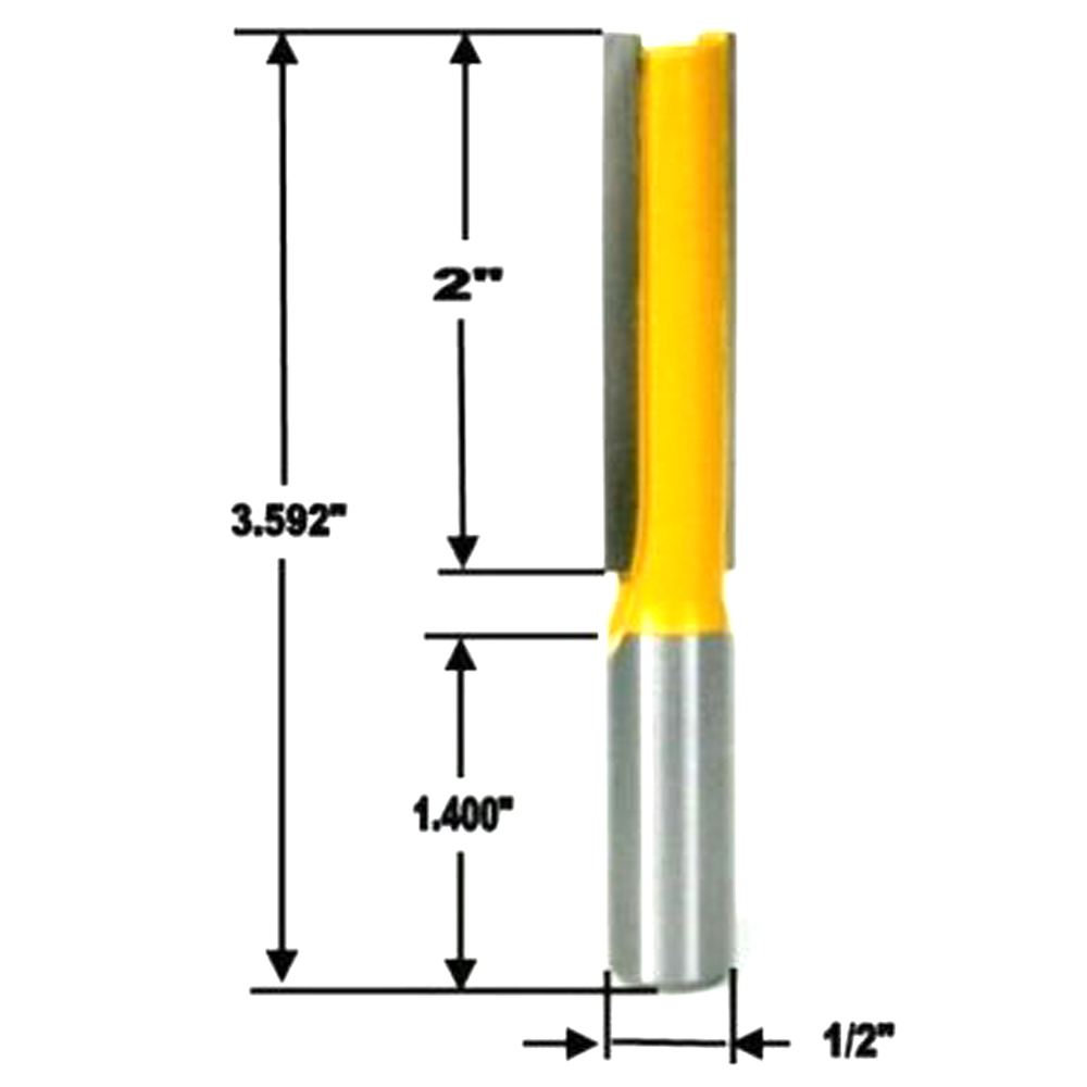 1 Pcs 2" Blade Extra Long Straight Router Bit 1/2" Shank - 1/2"W x 2"H