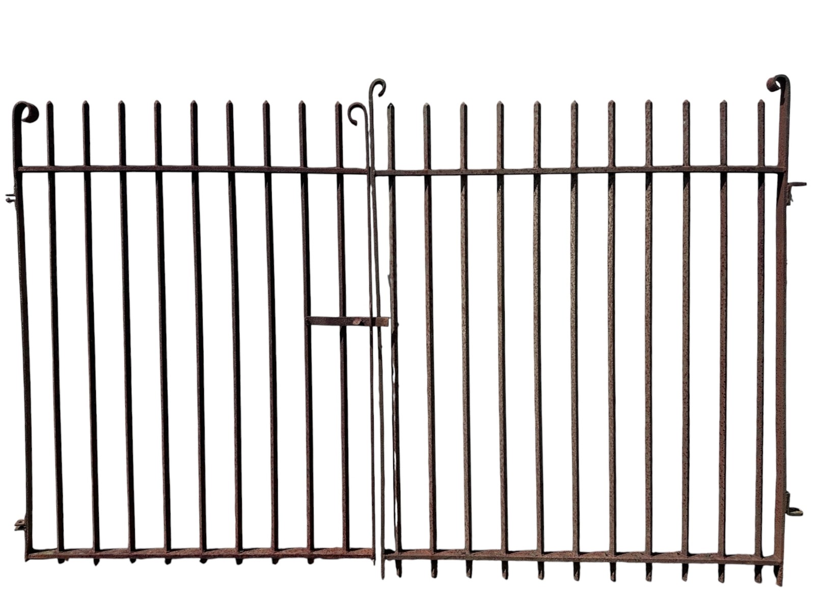 Antique Wrought Iron Entrance Gate Pair w/ Latch GA21041