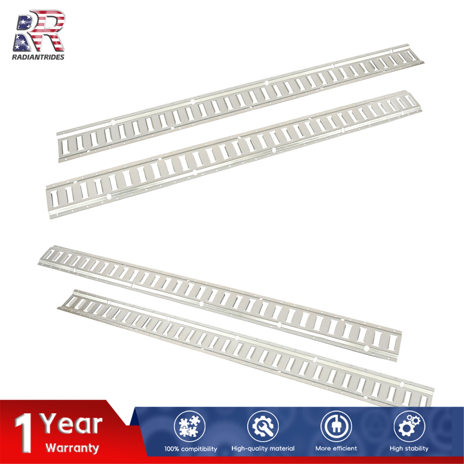 Silver E Track Rail Kit 4 Pieces 5 Foot Length For Utility Cargo Van Tie Down