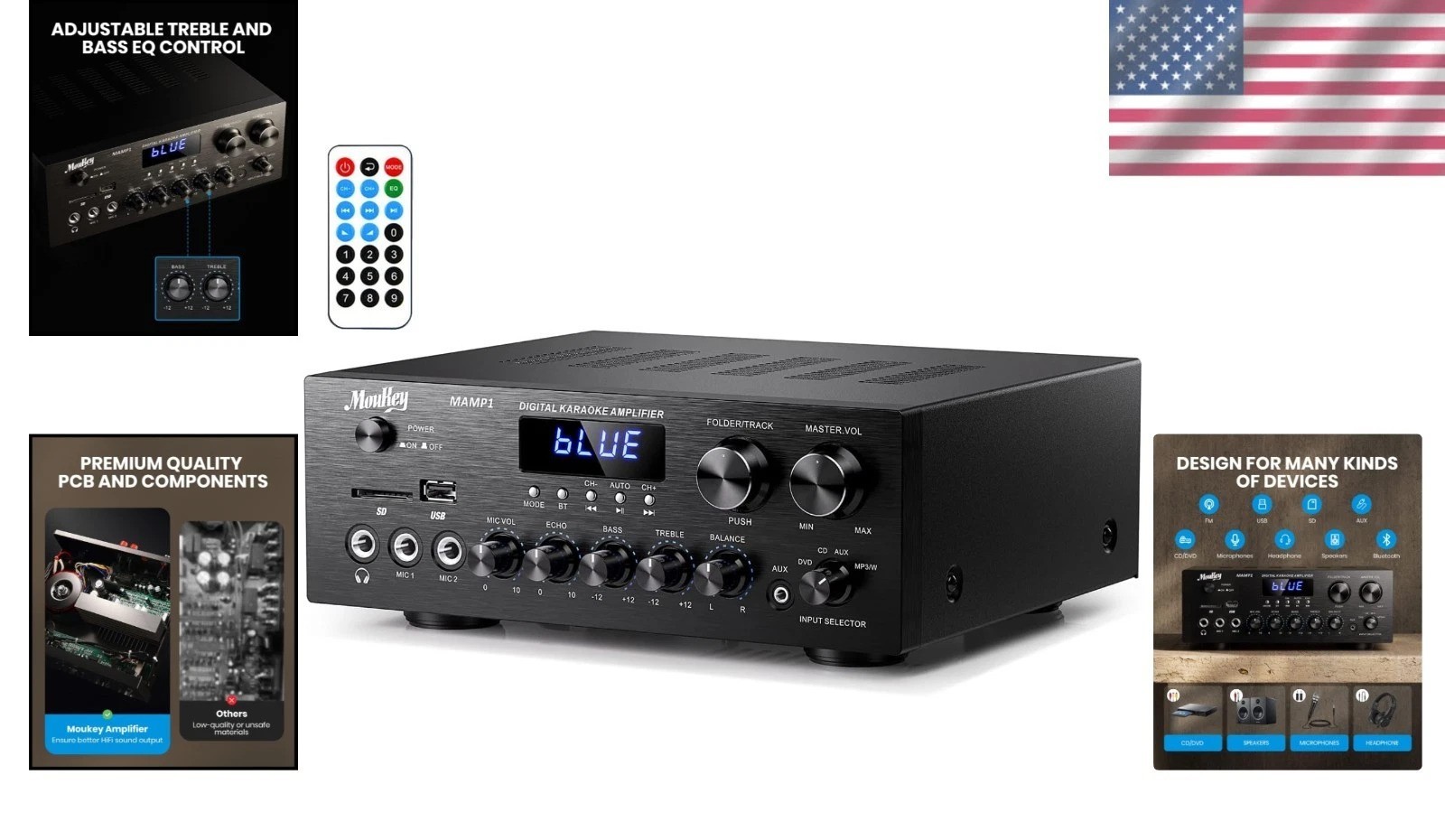 Bluetooth Stereo Receiver with EQ Controls