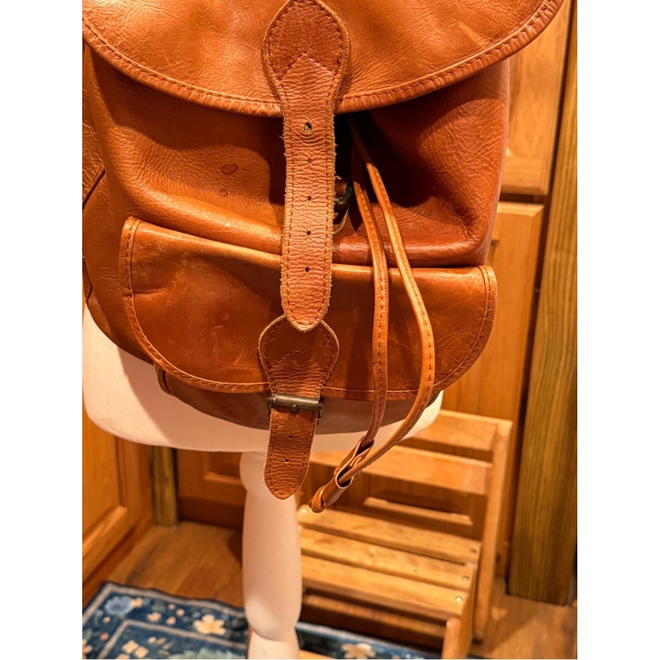Premium Tan Leather Backpack - Classic Casual Carry