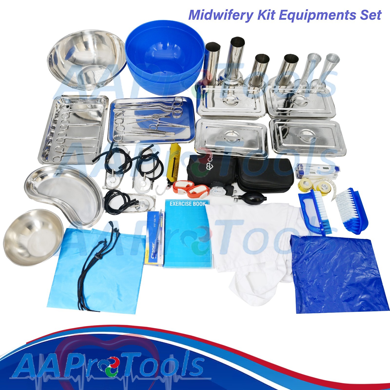 AAPRO 61 MIDWIFERY Equipment Set For Child Birth Midwives Instruments Kit OB/GYN