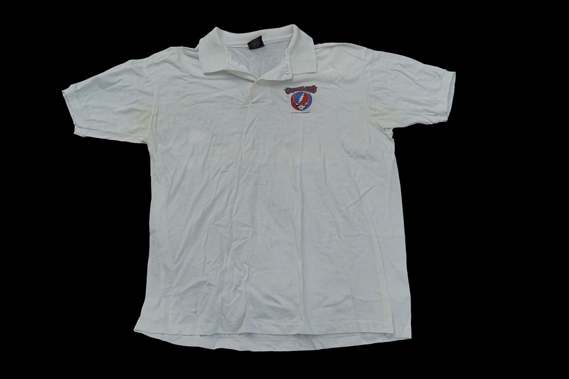 Grateful Dead Shirt Size L Polo White Short Sleeve Jerry Garcia Deadhead Stealie