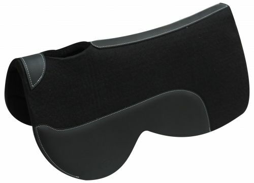 Western Close Contact Contoured Saddle Pad 32"x 32"x 1 Black Wool Felt + Leather