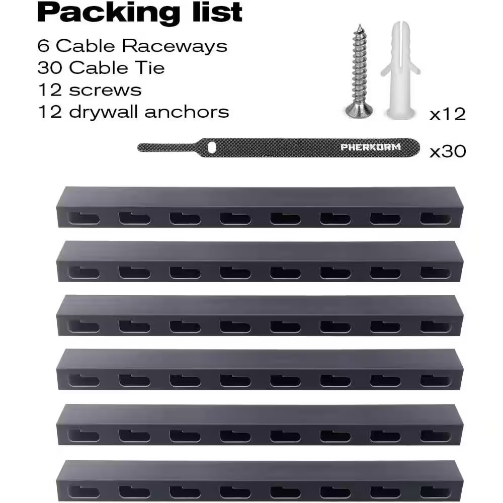 Cable Raceway Kit for under Desk Cable Management with Integrated Connection Cov
