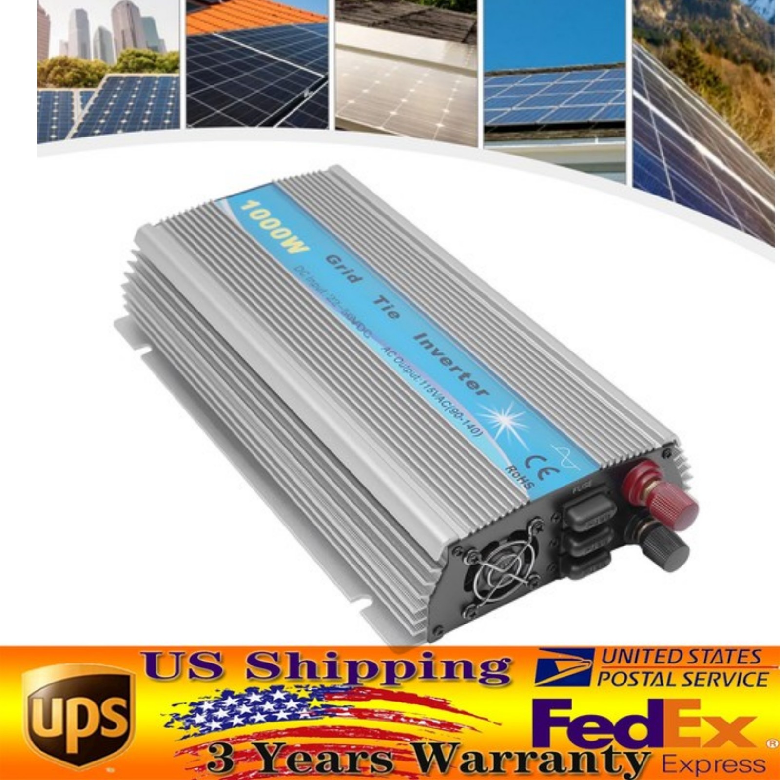 1000W Solar Grid Tie Inverter Dc22-50v to Ac90v/140v Pure Sine Wave Inverter